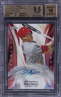 2015 Topps Chrome Illustrious Autographs Red Refractor #IAMT Mike Trout Signed Card (#3/5) - BGS GEM MINT 9.5/BGS 10